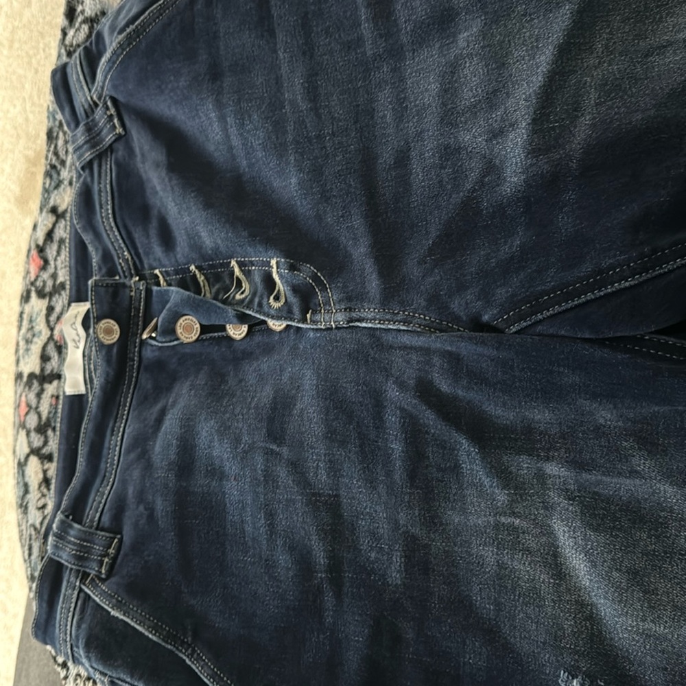 KanCan Jeans size 13/30 flared leg with frayed hem (by designer).